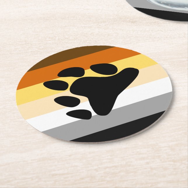 Bärenflagge mit Paw Runder Pappuntersetzer (Angewinkelt)