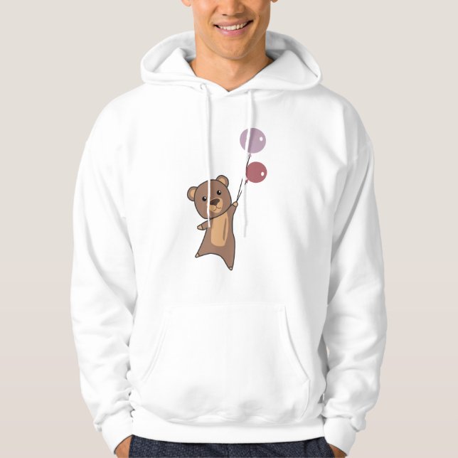 Bärenfliegen mit Balloons-Niedlichen Tieren Hoodie (Vorderseite)