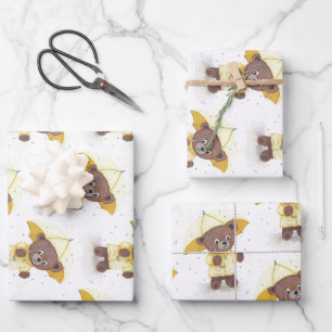 Bärenfuß im Regen Geschenkpapier Set