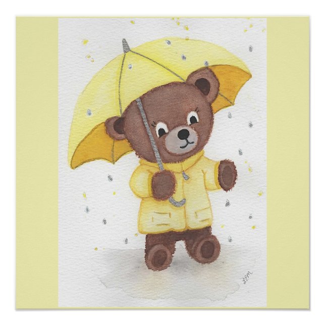 Bärenfuß im Regen Poster (Vorderseite)