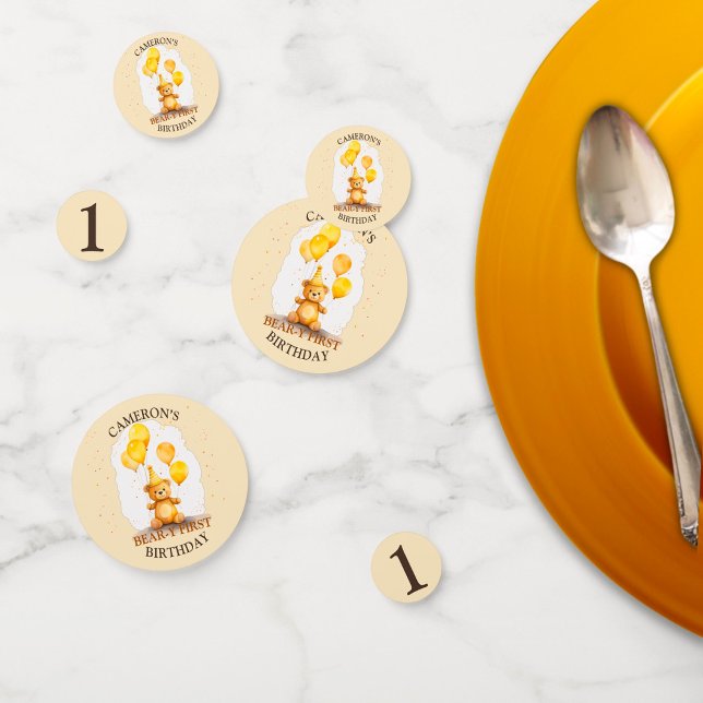 Bärengeschlecht erster Geburtstag neutraler Gelbbb Konfetti (Von Creator hochgeladen)