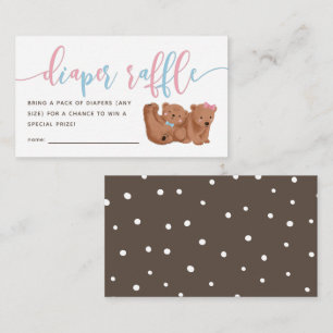 Bärengeschlecht offenbart Windeln Raffle Ticket Begleitkarte
