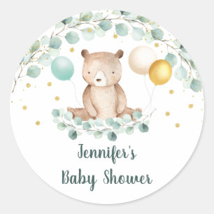 Bärengrün Gold Gender Neutral Baby Dusche Runder Aufkleber
