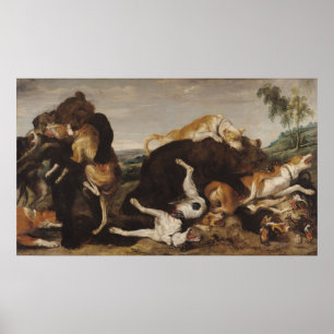 Bärenjagd oder, Schlacht zwischen Hunden und Bären Poster