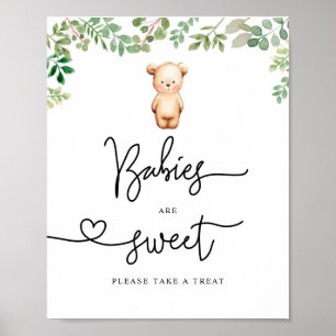 Bärenjungen sind süß und nehmen eine Leckerei Poster