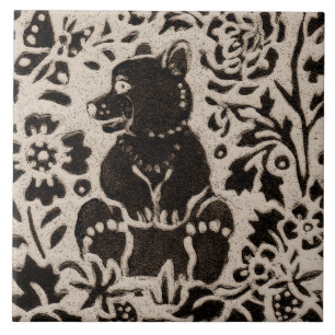Bärenjunges Batik Steinzeug Waldtier Beige Grau Fliese