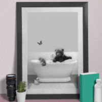 Bärenjunges in der Badewanne Schaumbad Kinderzimme