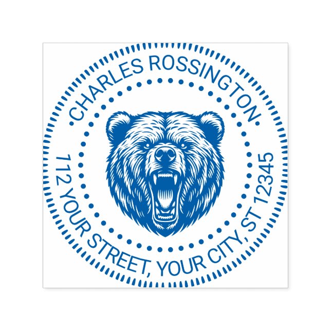 Bärenkopf Baring Zähne #2 Name Rücksendeadresse Permastempel (Design)
