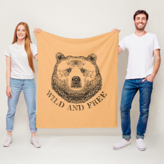 Bärenkopf, frei und frei, Handzeichnung Fleecedecke