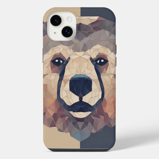 Bärenkopf im Low-Poly-Design iPhone Hülle (Rückseite)