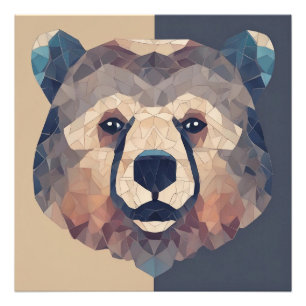 Bärenkopf Low Poly Design Fotodruck
