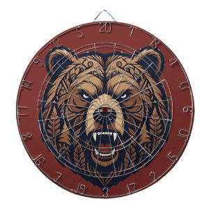 Bärenkopf Wilde Stammeskunst Dartboard Dartscheibe