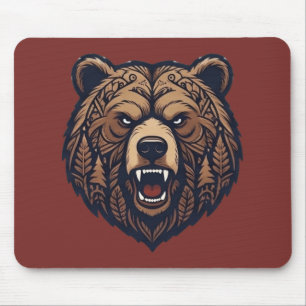 Bärenkopf Wilde Stammeskunst-Mauspad Mousepad