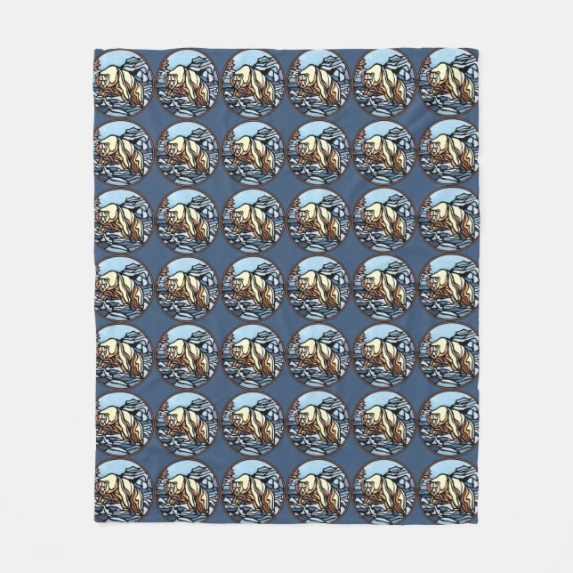 Bärenkunst Blanket Nationalkünstlerische Bärendeck Fleecedecke (Vorderseite)