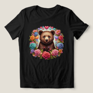 Bärenkuppe umgeben von Rose und Herzen Tri-Blend Shirt