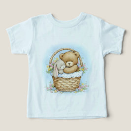 Bärenkuppe und Kaninchen in einem Holzkorb