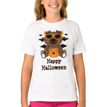 Bärenkürbis schwarze Fledermäuse Happy Halloween