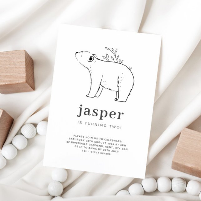 Bärenlinie Zeichne zum Geburtstag Einladung (Von Creator hochgeladen)