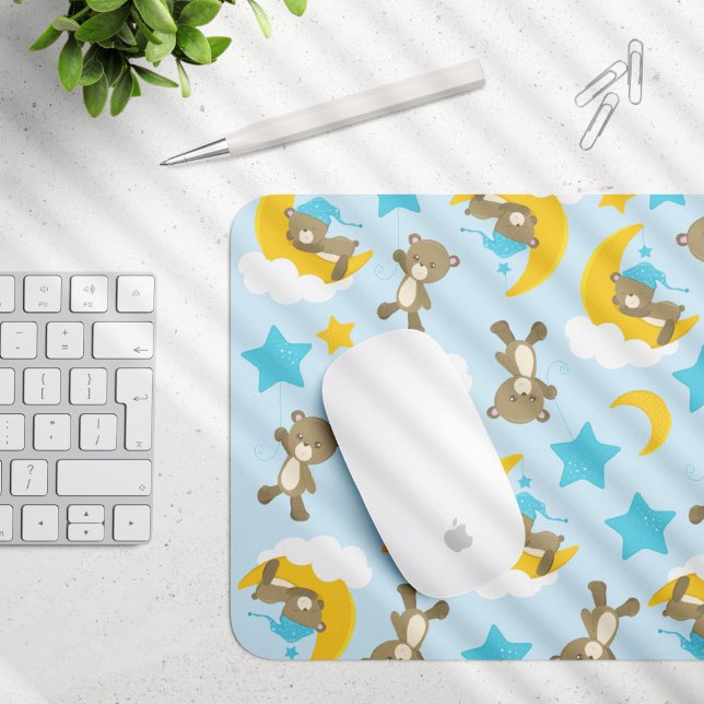 Bärenmuster, Niedliche Bären, Teddybären, Sterne Mousepad (Von Creator hochgeladen)