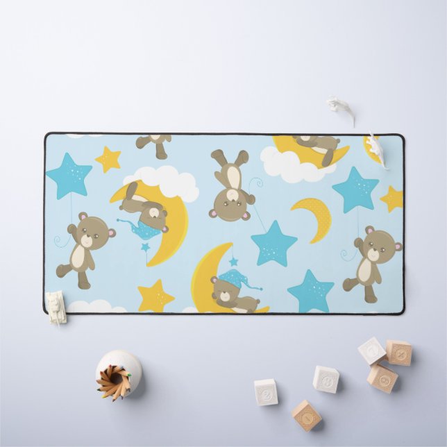 Bärenmuster, Niedliche Bären, Teddybären, Sterne Schreibtischunterlage (Kindertisch)