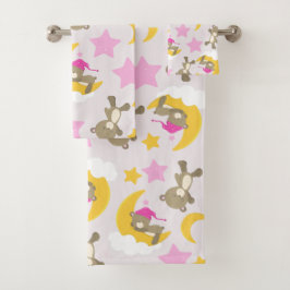 Bärenmuster, Teddybären, Niedliche Bären, Sterne Badhandtuch Set