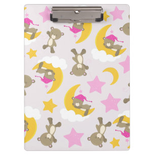 Bärenmuster, Teddybären, Niedliche Bären, Sterne Klemmbrett