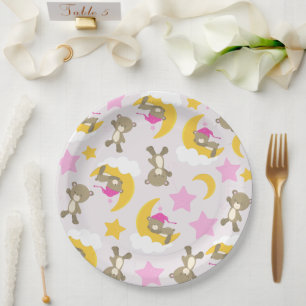 Bärenmuster, Teddybären, Niedliche Bären, Sterne Pappteller