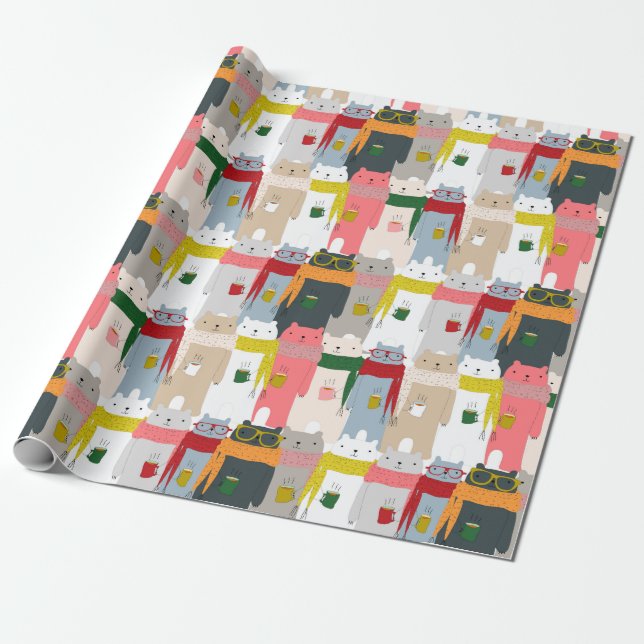 Bärenmuster-Umschlagpapier Geschenkpapier (Ungerollt)