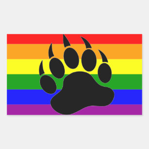 Bärenpfote-Regenbogenflagge - Aufkleber