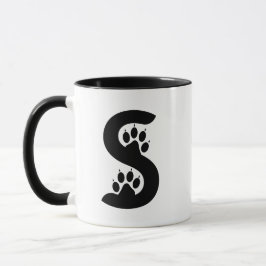 Bärenpfotenabdrücke Buchstabe S Monogramm Tasse