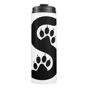 Bärenpfotenabdrücke Buchstabe S Monogramm Thermosbecher