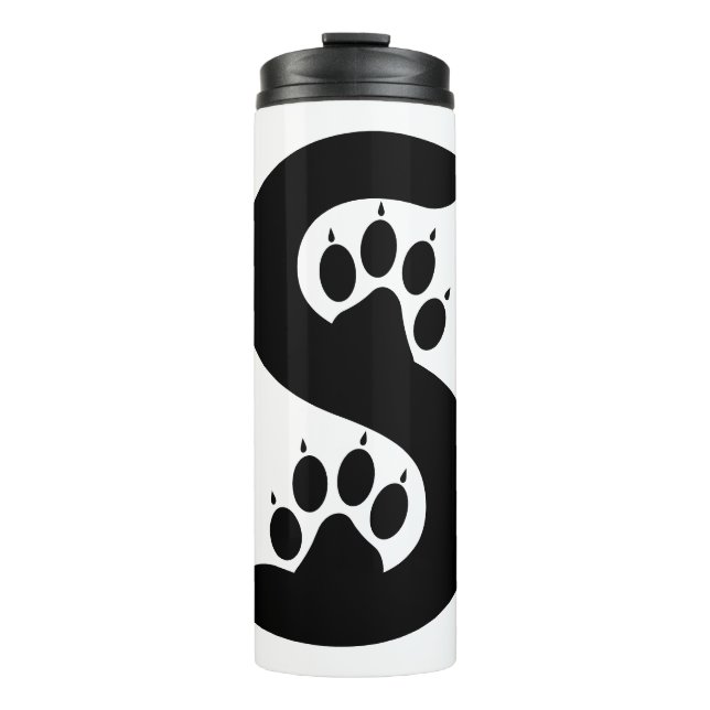 Bärenpfotenabdrücke Buchstabe S Monogramm Thermosbecher (Vorderseite)