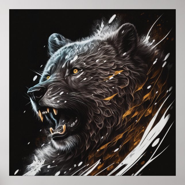 Bärenportrait Tiermalerei Abenteuer Natur Poster (Vorne)