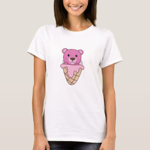 Bärenrosa Eiscreme Waffeln Niedliche Tiere für Kin T-Shirt