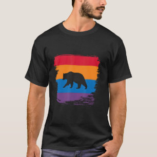 Bärenschatten-Silhouette mit farbenfroher Flagge T-Shirt