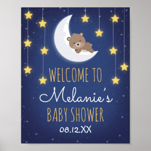 Bärenschläfer Liebe Sie die Mond-Back-Baby-Dusche Poster
