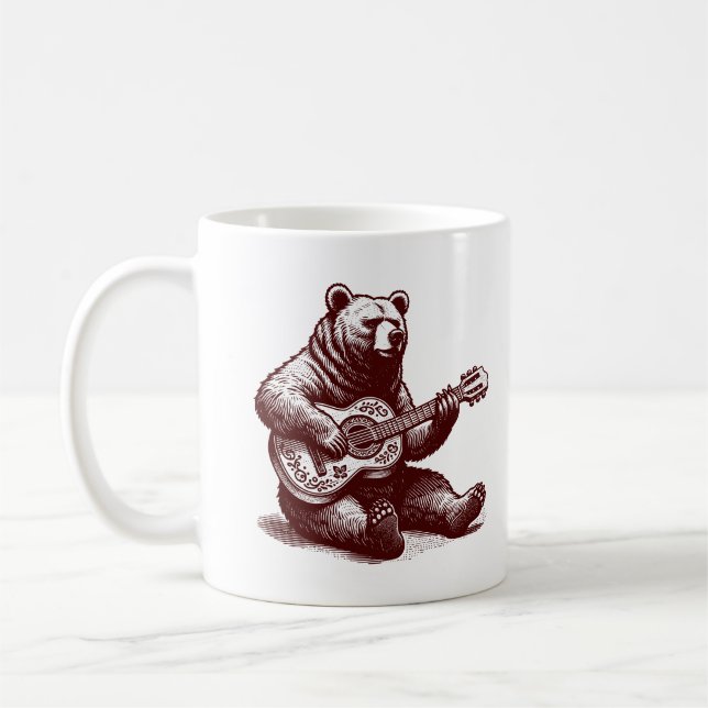Bärenspielerin Gitarre Funny Wild Animal Gitarrist Kaffeetasse (Links)