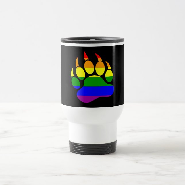 Bärentatzen-Regenbogenflagge Sauberes Aussehen - R Reisebecher (Mittel)