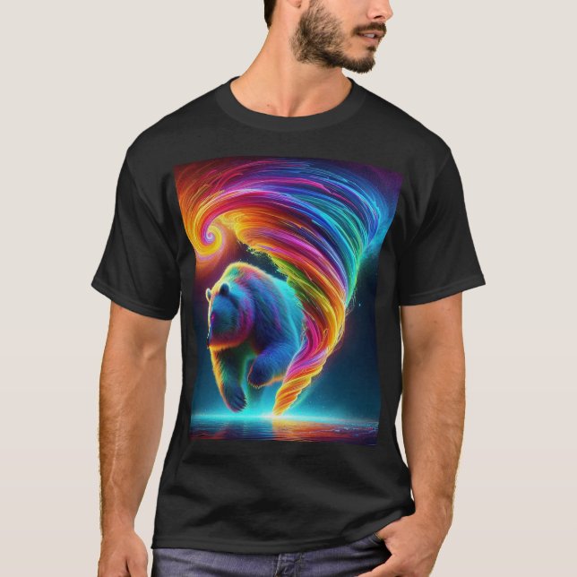 Bärentornado in Neonfarben. T-Shirt (Vorderseite)