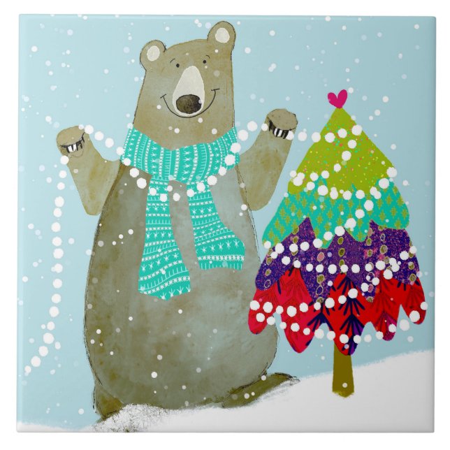 Bärentrimming Tree Keramik Küche Tile Fliese (Vorderseite)