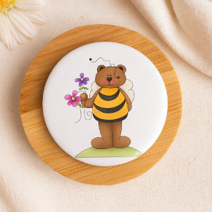 Bärenverkleidung mit Blume Button