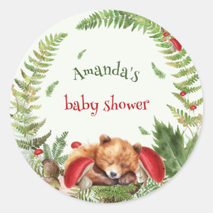 Bärenwald Botanische Natur Babydusche Runder Aufkleber