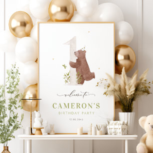 Bärenwald Erster Geburtstag Willkommen Poster