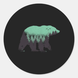 Bärenwald Natur Grizzly Wandern Outdoor Jagen Runder Aufkleber