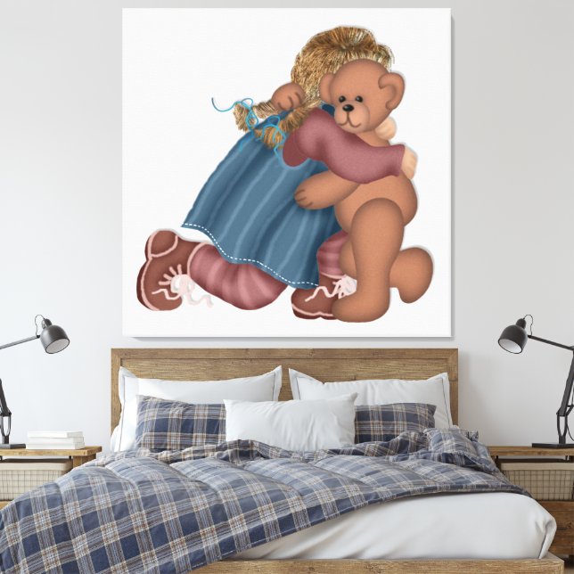 Bärenwall Liebe Art Canvas Print Leinwanddruck (Insitu (Schlafzimmer))