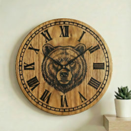 Bärenwanduhr - Holzdessign Große Wanduhr