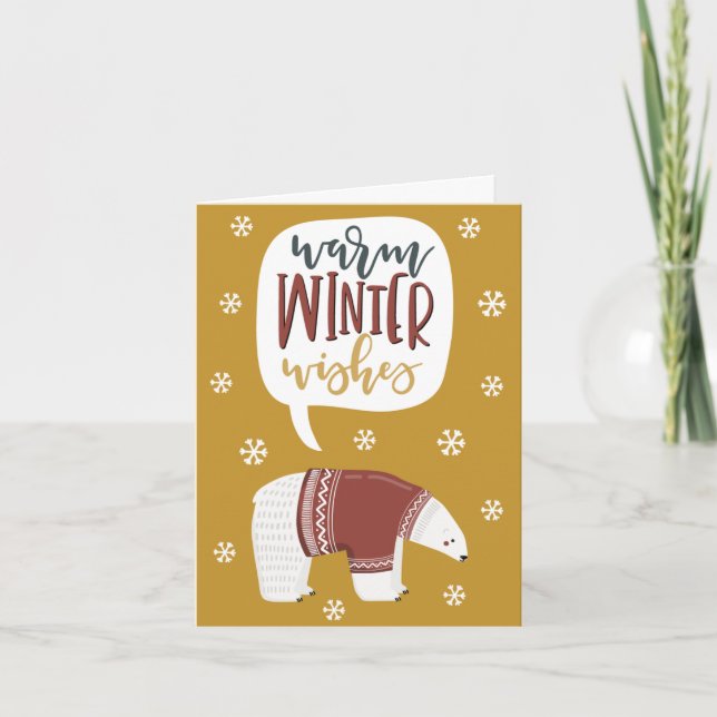 Bärenwärme wünscht Weihnachtskarte Dankeskarte (Vorderseite)