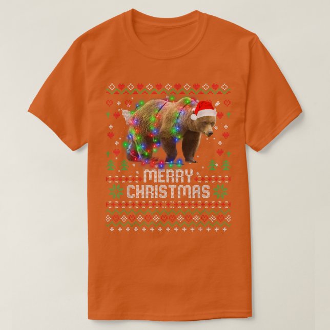 Bärenweide Weihnachtsmannmütze Tier Weihnachtsbaum T-Shirt (Design vorne)