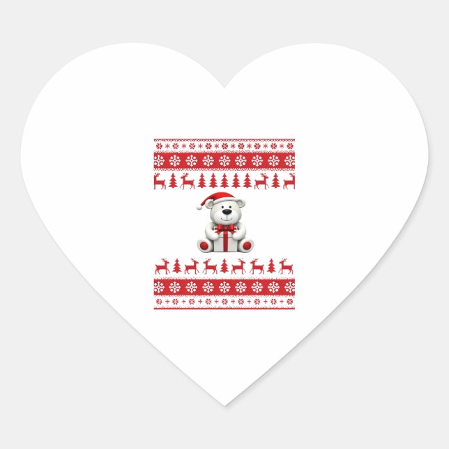 Bärenweihnachtsfest (1) Herz-Aufkleber (Vorderseite)