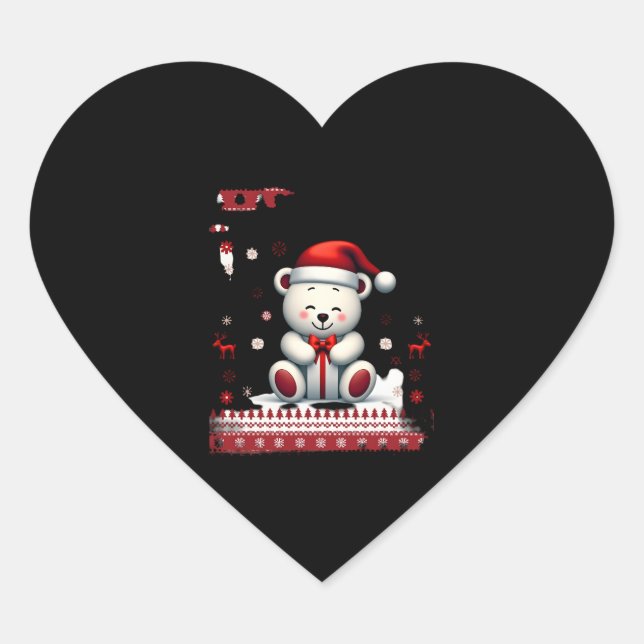 Bärenweihnachtsfest (4) Herz-Aufkleber (Vorderseite)